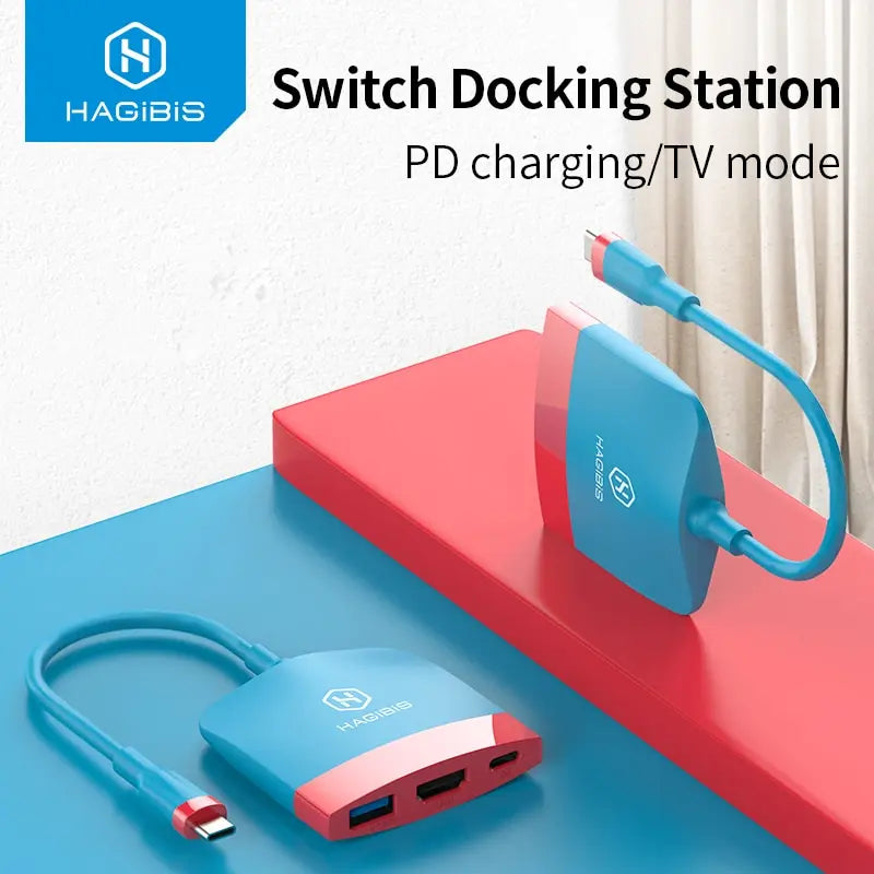 Hagibis Switch Dock TV Dock SWC01 Portable USB-C Docking Station 4K HDMI, USB 3.0 Hub for Nintendo Switch, Laptops, PC, Tablets