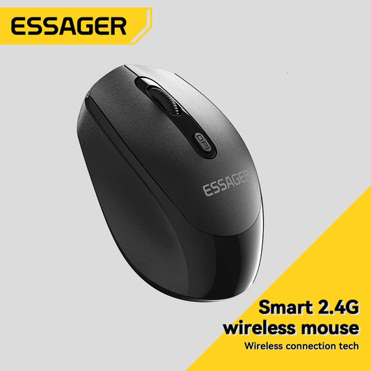 Essager 2.4G Wireless Ergonomic Mouse | 1600 DPI Silent Click | USB Receiver for MacBook, Tablet, Laptop & PC Gaming Accessories