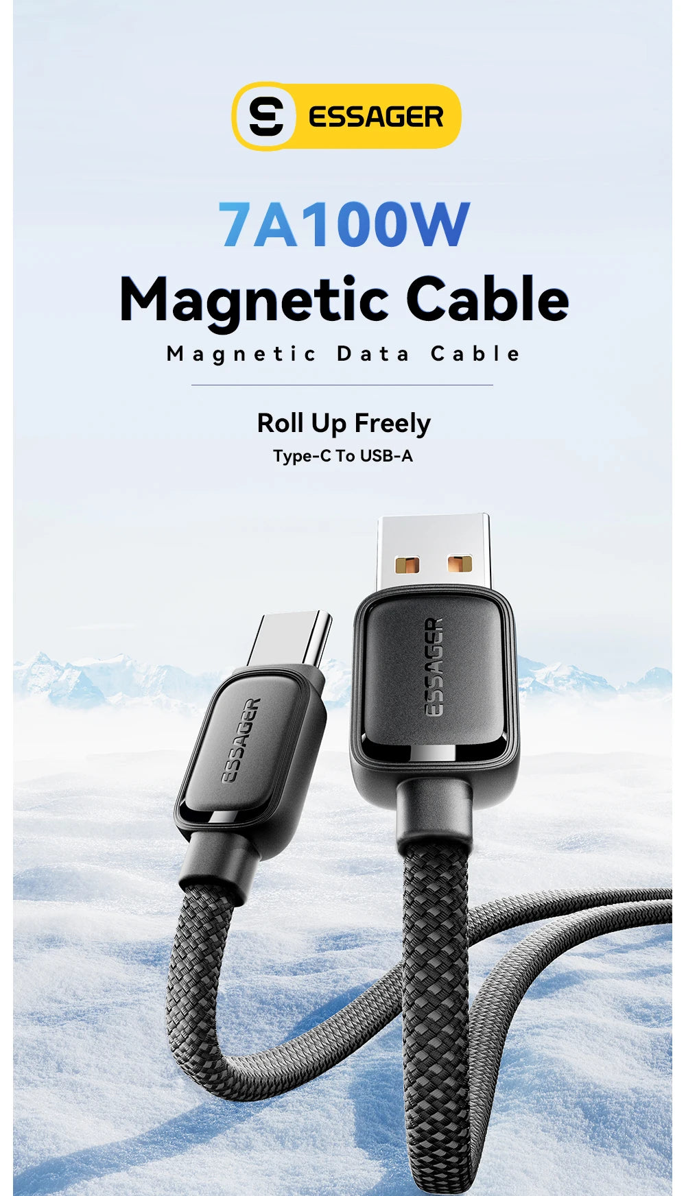 Essager 7A 100W USB Type-C Magnetic Fast Charging Data Cable