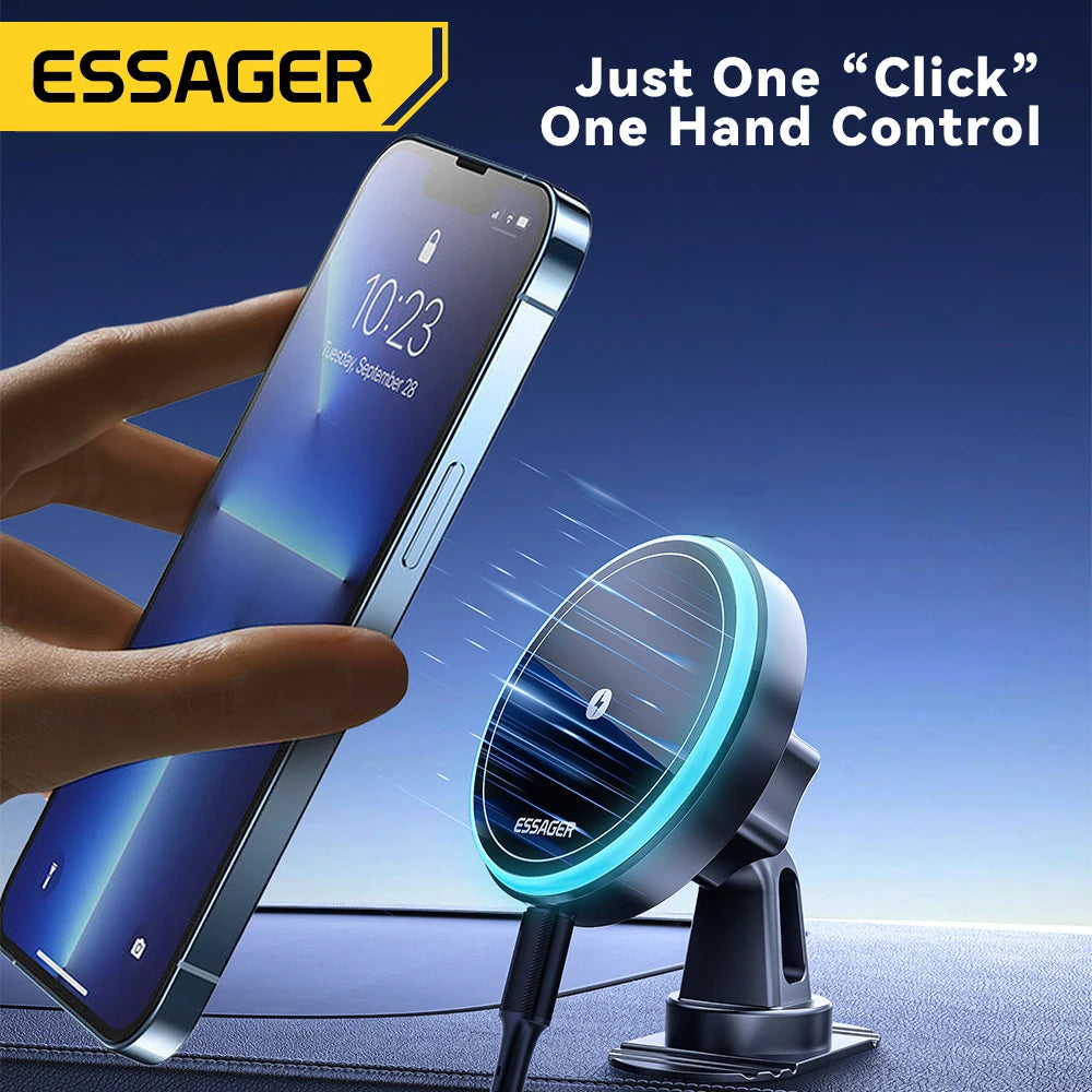 Essager 15W Magnetic Wireless Car Phone Holder – 360° Adjustable Mount with Fast Charging