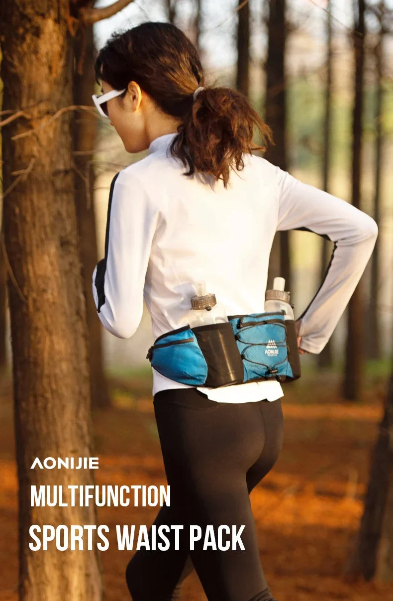 AONIJIE W8120 Unisex Marathon Jogging Cycling Running Hydration Belt Waist Bag Pouch Fanny Pack with 450ml Water Bottle Holder