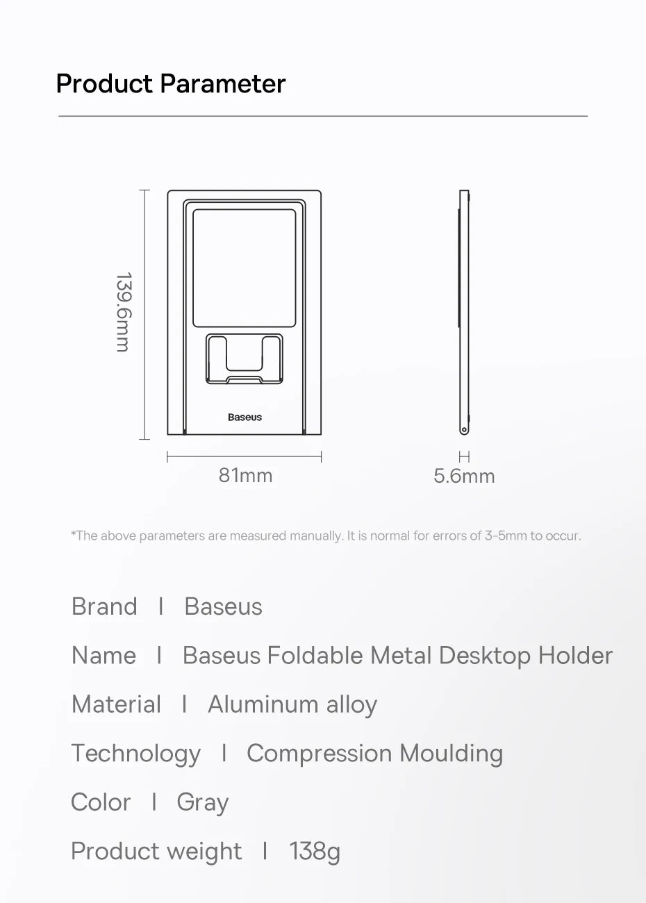 Baseus Foldable Metal Desktop Holder for Smartphones and Tablets