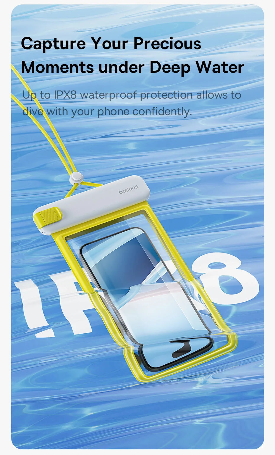 Baseus IPX8 Waterproof Phone Pouch: Universal Underwater Case for Samsung, Xiaomi, iPhone 12-15 and above – Perfect for Swimming & Diving