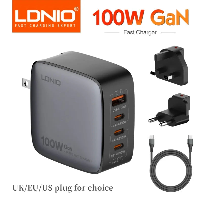 LDNIO 100W GaN Multi-Port Type C Travel/Office Adapter