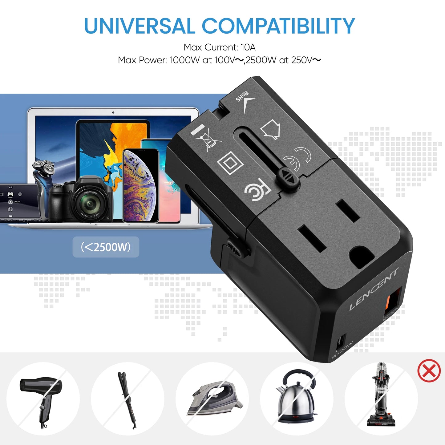 LENCENT International Travel Adapter