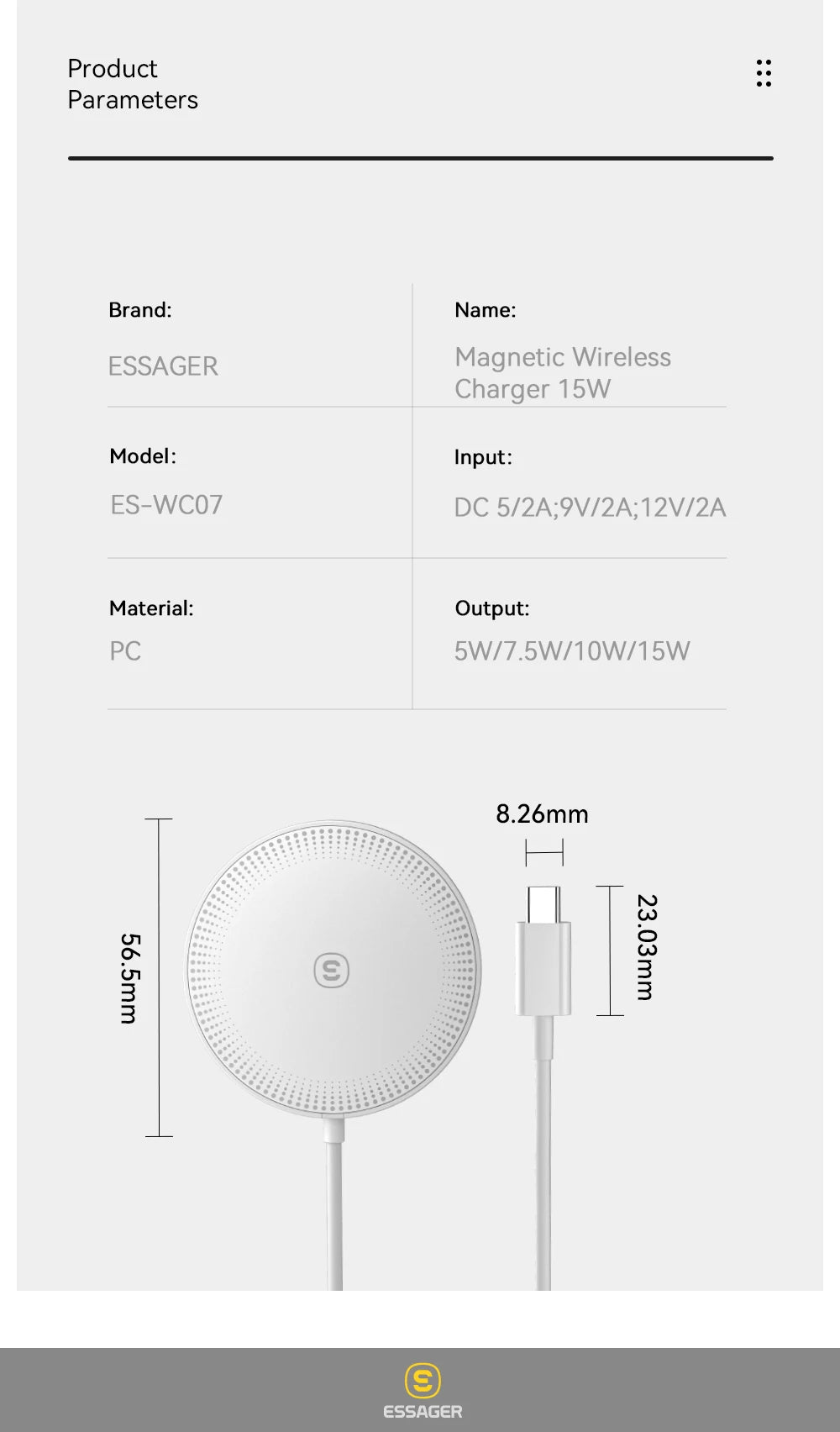 Essager 15W Magnetic Qi Wireless Charger: Fast Charging with PD Type-C