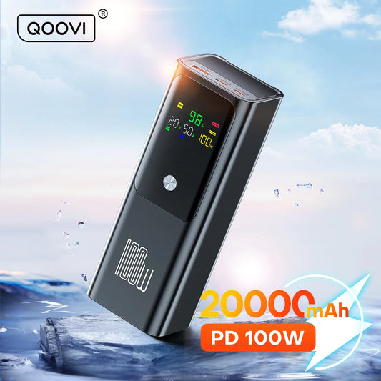 QOOVI PD 100W Power Bank 20000mAh - Fast Charging Portable Charger for Smartphones, Tablets, and Laptops