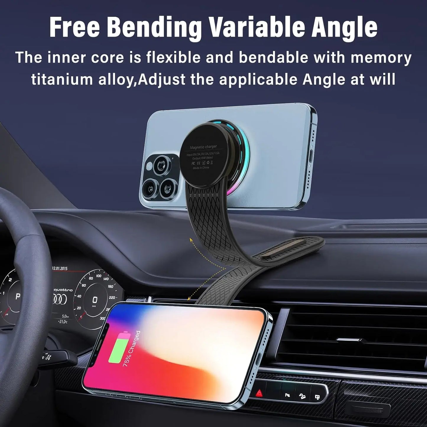 Bonola Magnetic Car Phone Holder with Wireless Charger