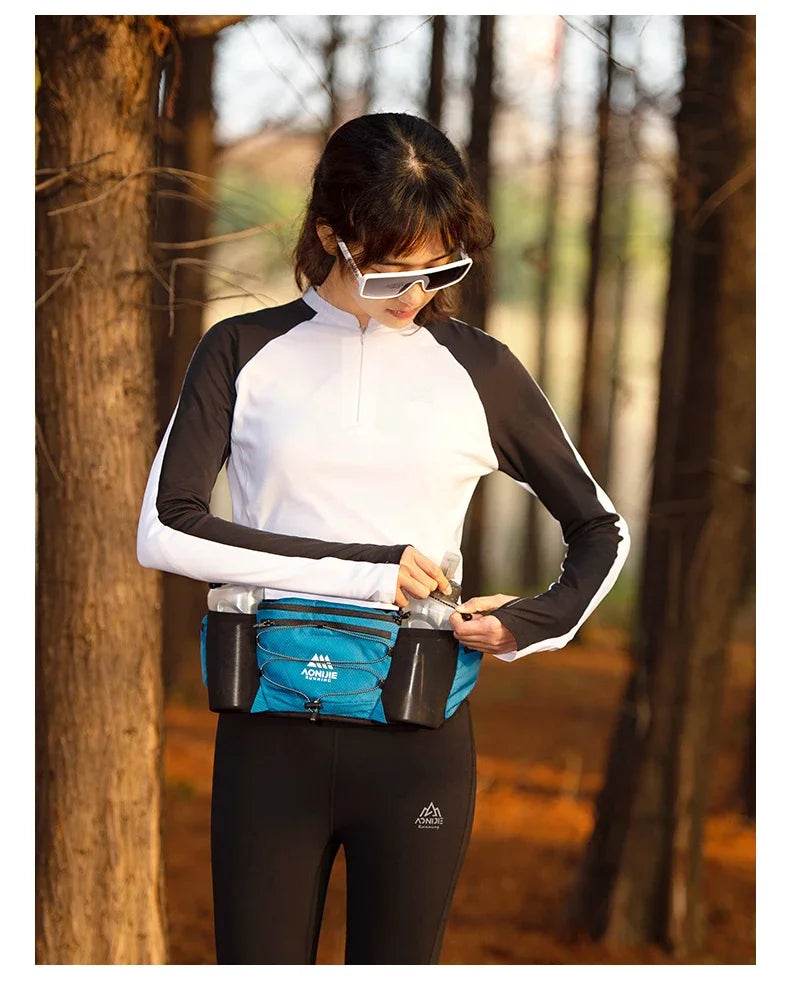 AONIJIE W8120 Unisex Marathon Jogging Cycling Running Hydration Belt Waist Bag Pouch Fanny Pack with 450ml Water Bottle Holder