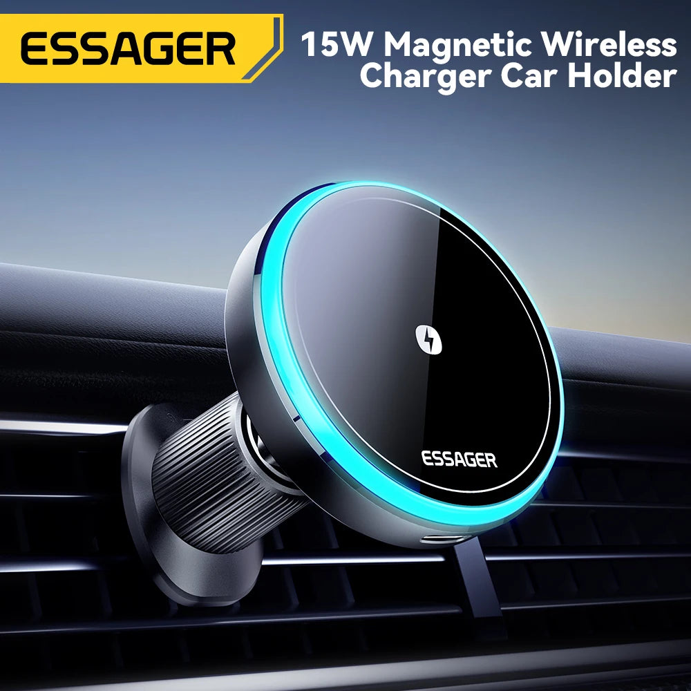 Essager 15W Magnetic Wireless Car Phone Holder – 360° Adjustable Mount with Fast Charging