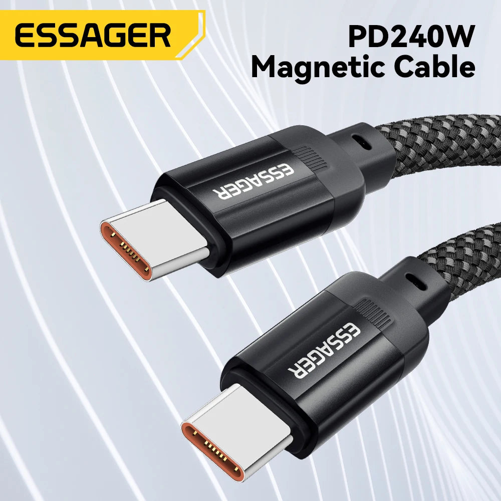 Essager Magnetic 240W USB-C to USB-C PD Fast Charging Cable for Smartphones, Tablets, Laptops, Power Banks  QC 4.0