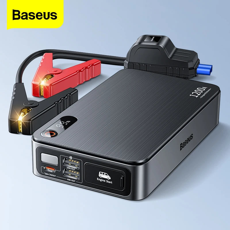 Baseus 12000mAh Jump Starter Power Bank – 1200A 12V Auto Emergency Power Station & Car Battery Charger Booster