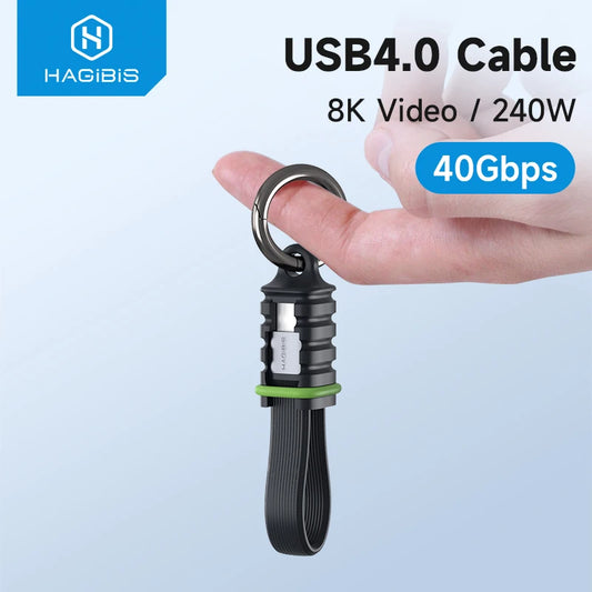 Hagibis Short USB4 Data Cable Keychain Kit 40Gbps USB-C to Type-C, 240W PD Fast Charging, Thunderbolt 3/4