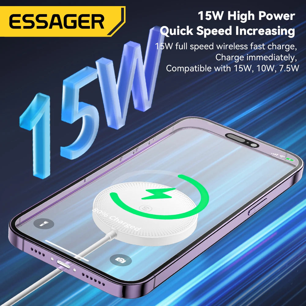 Essager 15W Magnetic Qi Wireless Charger: Fast Charging with PD Type-C