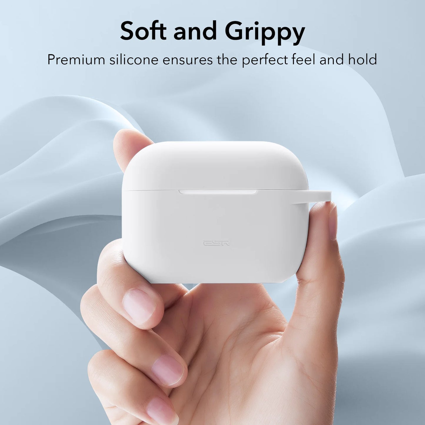 ESR Silicone Protective Case with Keychain for AirPods Pro 2 – Cover for 2019/2022/2023 Models, Earphone Accessories