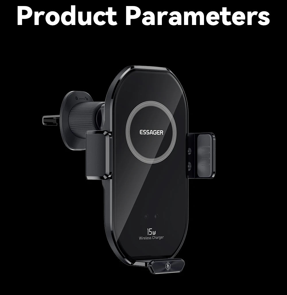 Essager 15W Qi Wireless Charger Car Phone Holder for Air Vent Mount Fast Charging for Smartphones