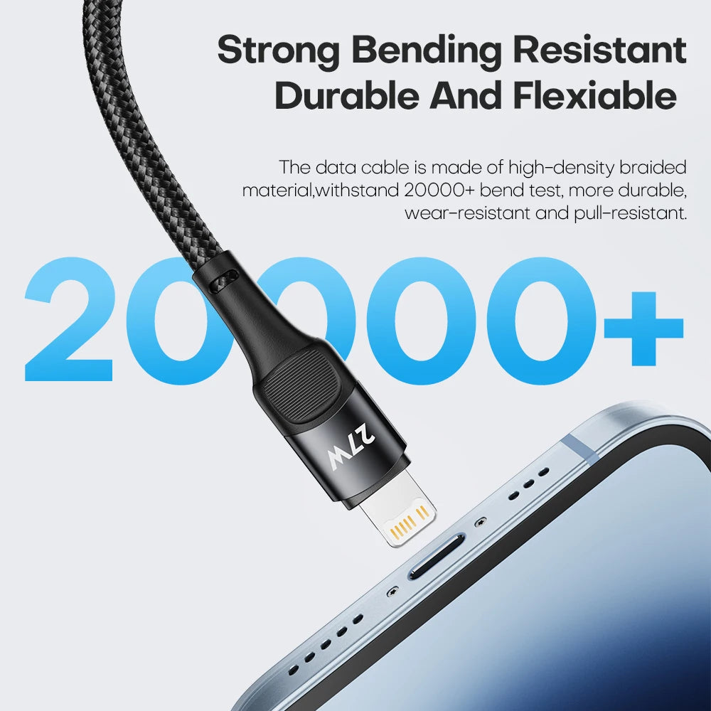 ASOMETECH 27W USB Cable for iPhone 14 13 12 11 Pro Max Xs X 8 Plus | Fast Charging Type-C to Lightning Cable for iPad & iPhone