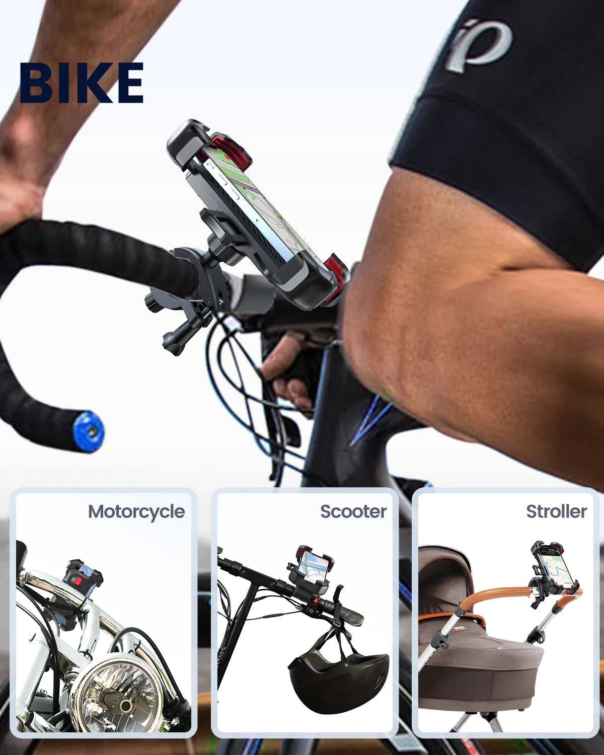 Joyroom 360° Universal Bike Phone Holder: Shockproof Bracket for 4.7-7" Mobile Phones, GPS Clip Stand