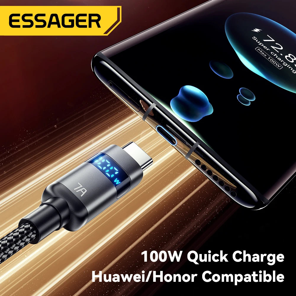 Essager 7A USB Type C Cable - 100W Fast Charging for Smartphones, Laptops, Tablets, Power Banks