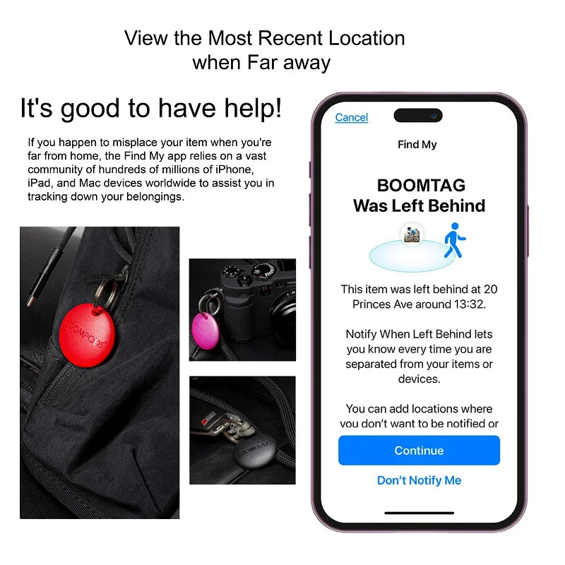 BOOMPODS BOOMTAG Bluetooth GPS Tracker, Air Tag, Compatible with Apple Find My