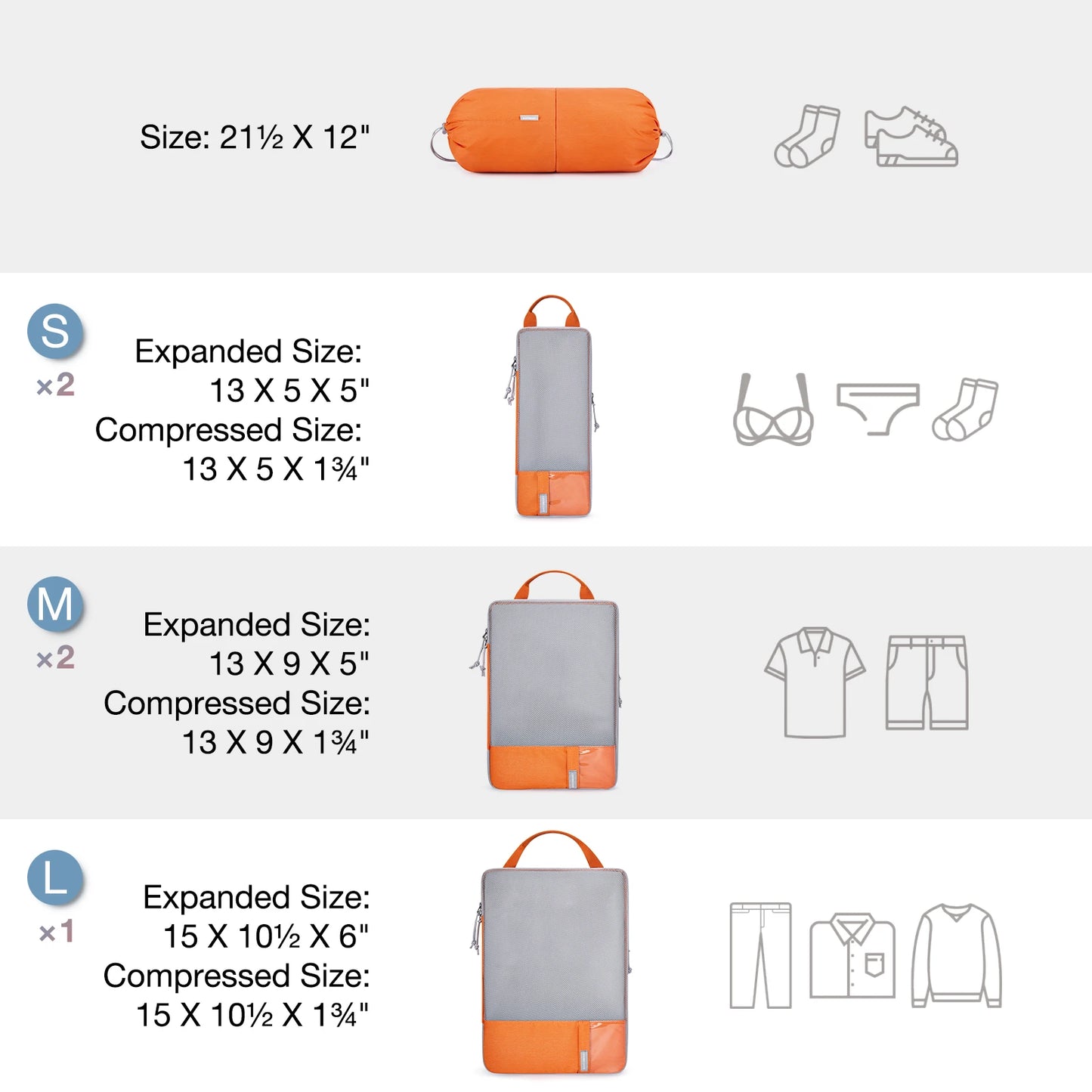 BAGSMART Packing Cubes - Compression Storage Bag for Travel