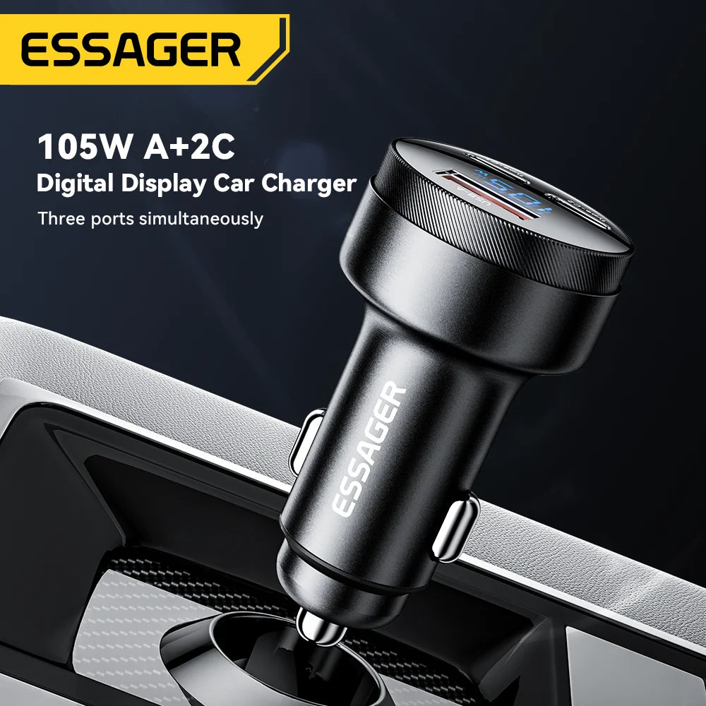 Essager 105W USB Car Charger Quick Charge 4.0 QC4.0 QC3.0 QC SCP PPS PD USB Type C Fast Charging