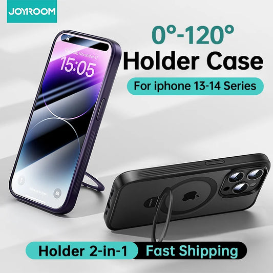 Joyroom Magnetic Phone Case for iPhone Frosted Ring Holder Phone Cover