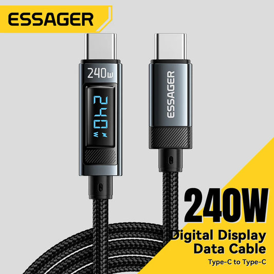 Essager 240W USB Type C to USB C Cable PD 3.1 100W Fast Charging Charger Cable 6A