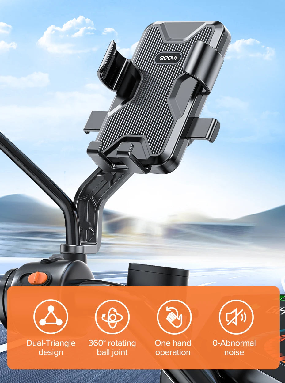 QOOVI Motorcycle/Bike Phone Holder - Universal Mobile Mount for Smartphones