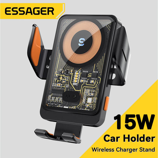 Essager Car Phone Holder 15W Qi Wireless Charger for Smartphones Fast Wireless Charging Car Mount