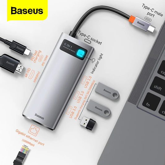 Baseus USB C HUB USB 3.0 3.0 Type C Multi HUB, Ethernet Network HUB Dock Station, Splitter