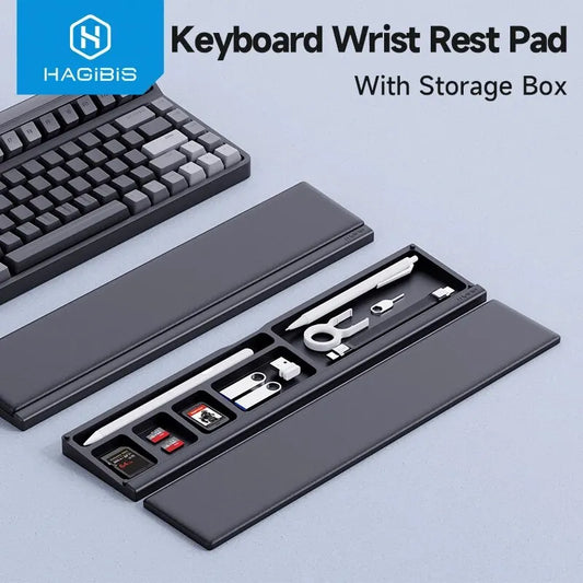 Hagibis Ergonomic Keyboard Wrist Rest Pad with Soft Memory Foam Support and Desktop Storage Box - Ideal for Comfortable Typing & Pain Relief in Office/Home