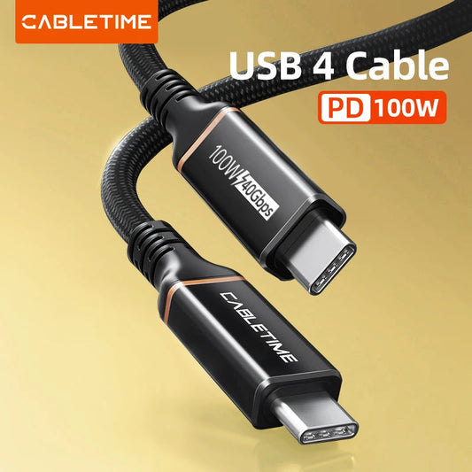 CABLETIME USB 4 Thunderbolt 4 Cable Compatible USB-IF Certified 8K@60Hz Data Transfer 100W Fast Charging Cable