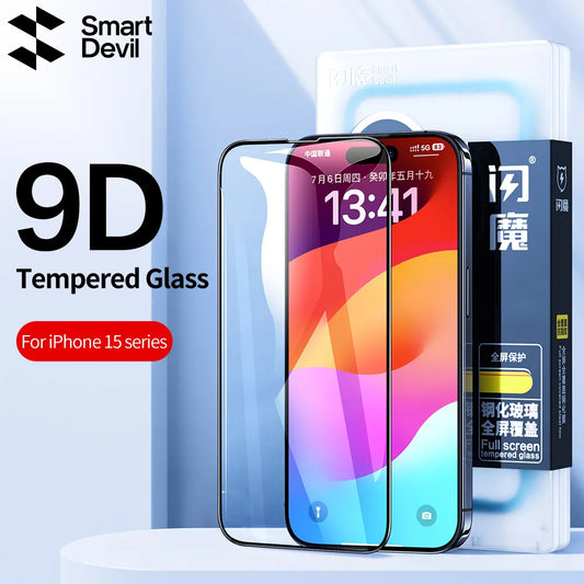 SmartDevil Full Cover Tempered Glass for iPhone 16/15 Series | Screen Protector for iPhone 15/16 | HD Anti-Blue Light