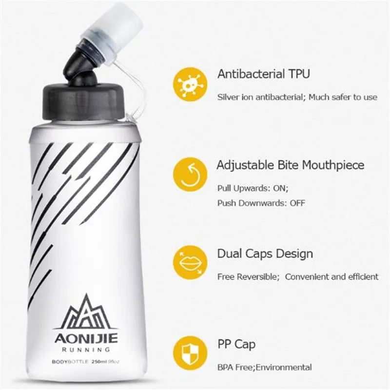AONIJIE Foldable Soft Flask Hydration 250ml 420ml Water Bladder BPA Free Water Bottle for Running Outdoor Marathon Cycling Trail