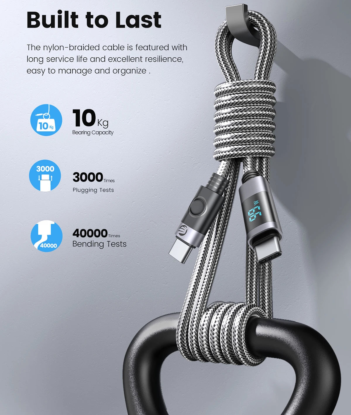 ORICO USB-C Cable PD 100W Fast Charger Kit with LED Display, 5A Quick Charge for MacBook, iPhone, iPad, Samsung