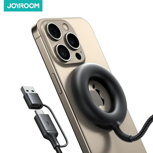 Joyroom Magnetic Wireless Charger – 15W Fast Charging for iPhone & Samsung, Compatible with USB-A & USB-C