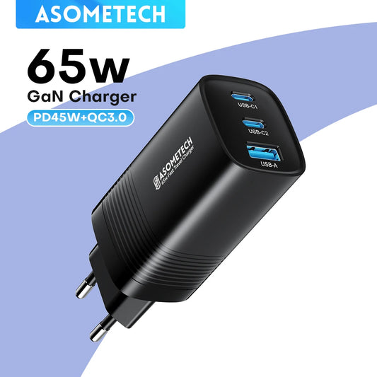 ASOMETECH 65W GaN USB & Type C Fast Charger