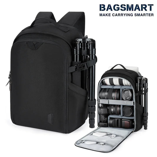 BAGSMART Camera Backpack for Photographers - DSLR Camera Bag with Laptop Compartment