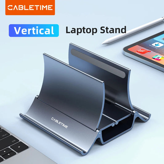 CABLETIME Vertical Laptop Stand Heat Dissipation Non-slip Silicone Gravity Holder for MacBook, Surface, iPad, Tablet