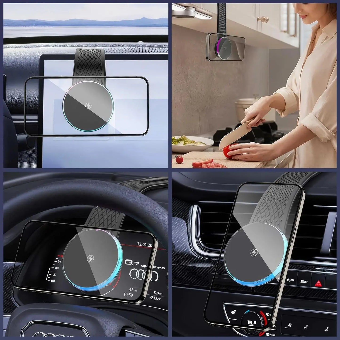 Bonola Magnetic Car Phone Holder with Wireless Charger