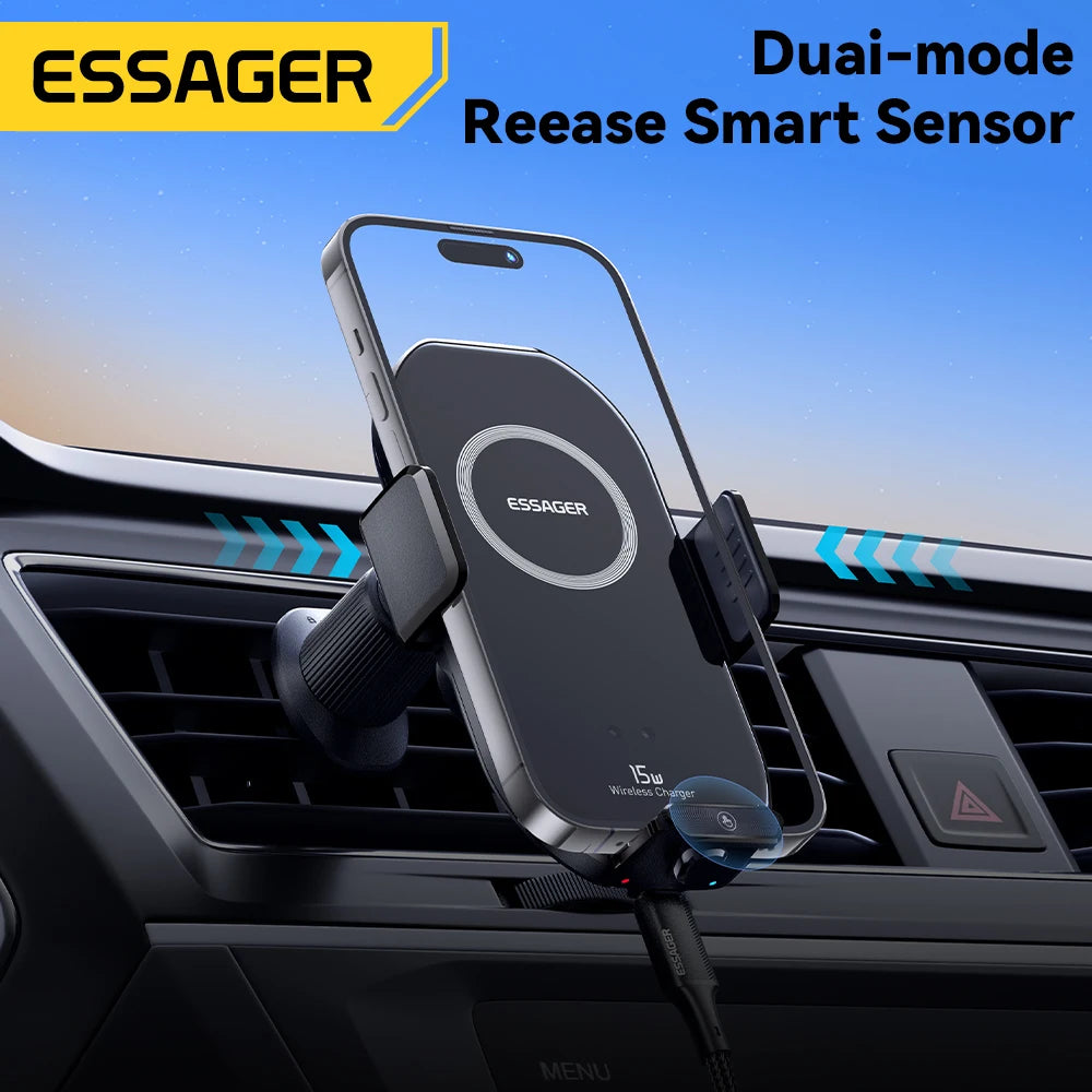 Essager 15W Qi Wireless Charger Car Phone Holder for Air Vent Mount Fast Charging for Smartphones