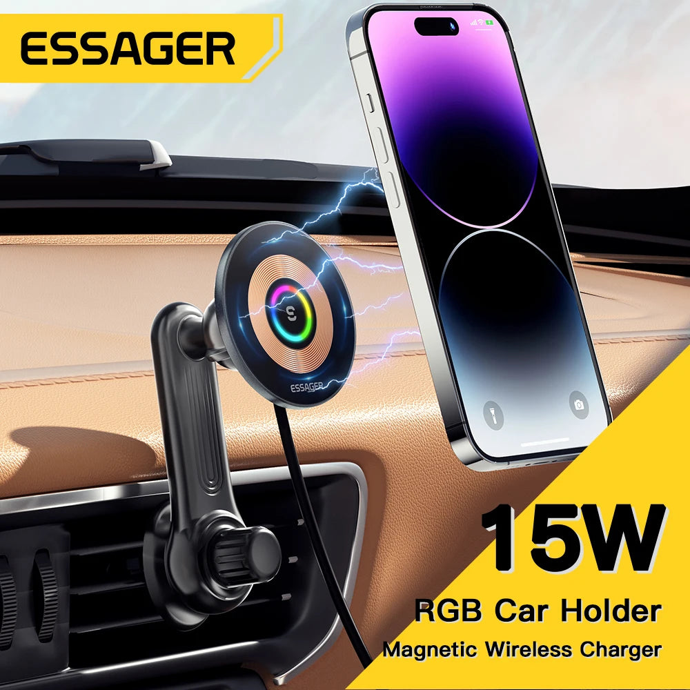 Essager 15W Qi Car Wireless Charger Phone Holder Mount – Wireless Fast Charging Phone Holder for Smartphones