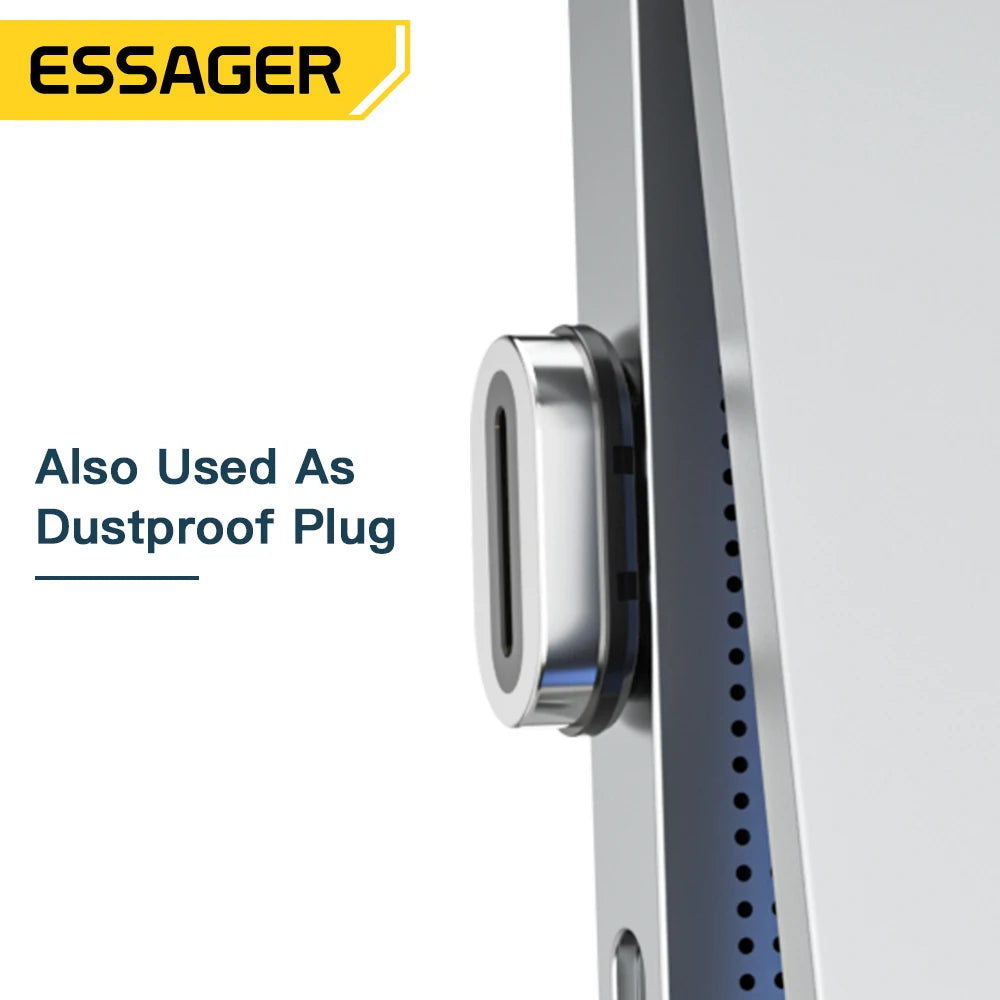 Essager PD 100W Magnetic USB-C OTG Adapter | Fast Charging Type-C Magnet Connector | 20Gbps Data Sync & 4K@60Hz for MacBook & Laptops