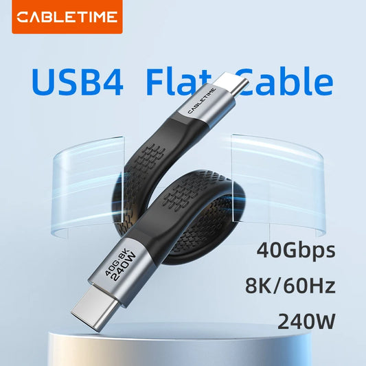 CABLETIME USB4 Type C Cable 40Gbps 8K 60Hz USB C to Type C Short Cable PD 240W for Thunderbolt 3/4 and iPhone 15/16