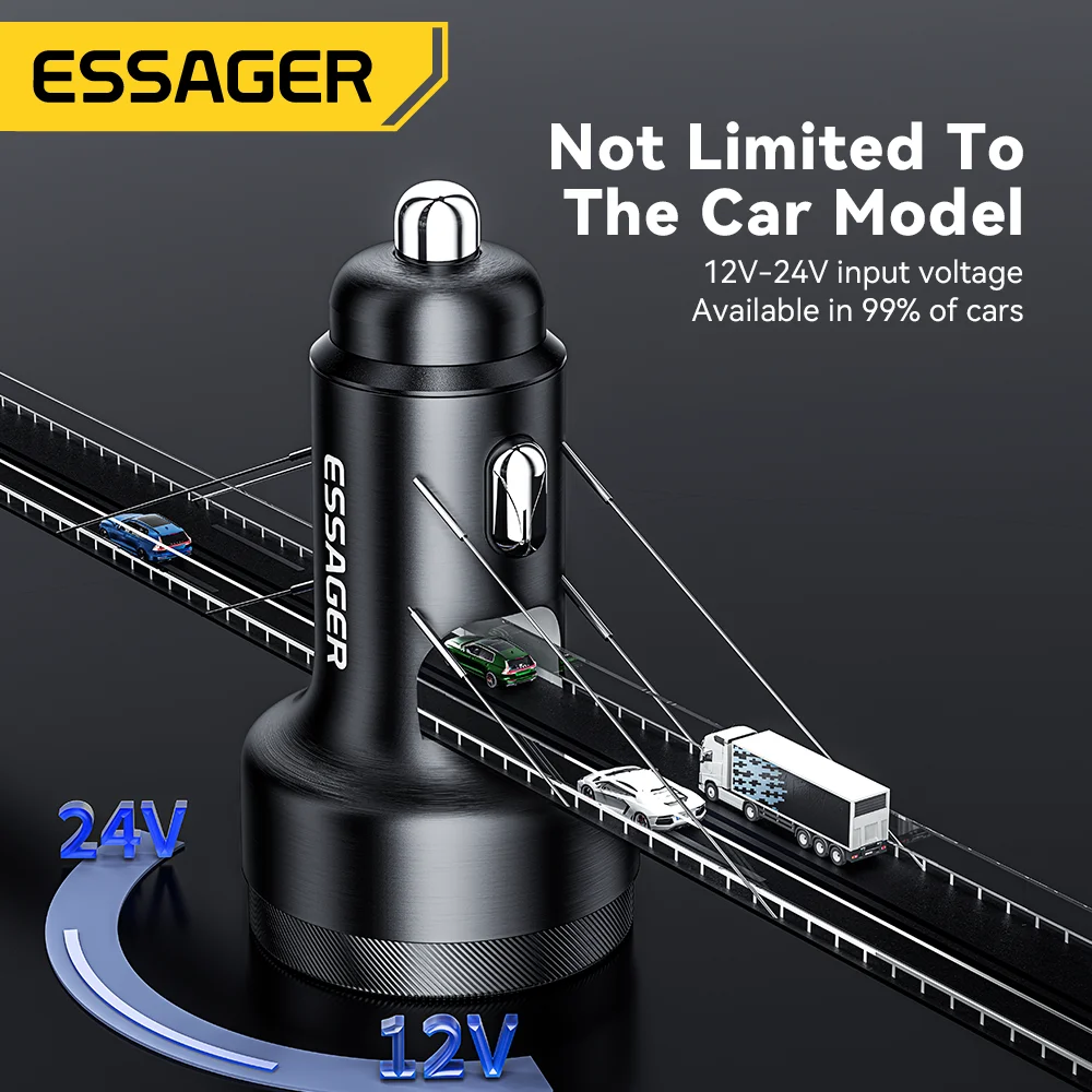 Essager 105W USB Car Charger Quick Charge 4.0 QC4.0 QC3.0 QC SCP PPS PD USB Type C Fast Charging