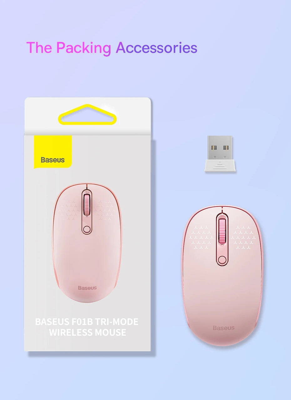 Baseus Bluetooth Wireless Mouse – Rechargeable Luminous 2.4G USB Wireless Mouse for Tablet & Computer, Portable Design