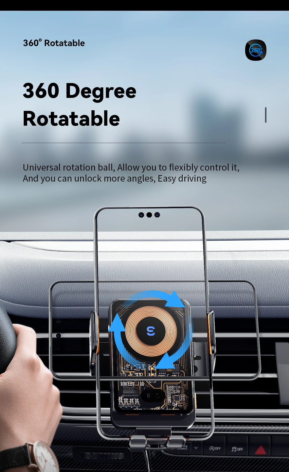 Essager Car Phone Holder 15W Qi Wireless Charger for Smartphones Fast Wireless Charging Car Mount